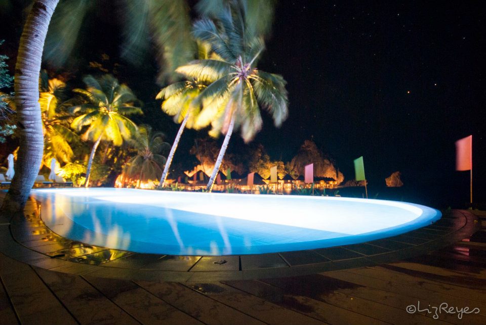 Infinity pool at night