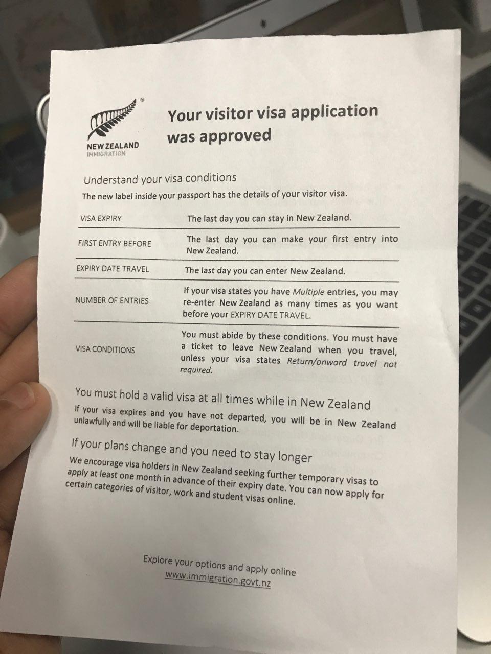 New Zealand Visa approval